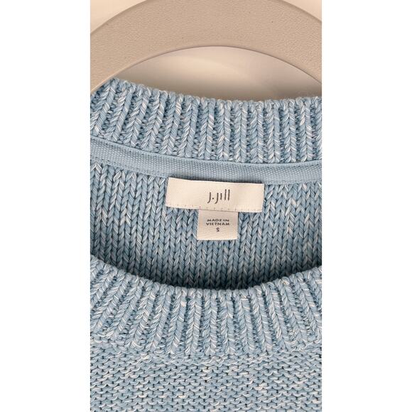 J Jill Crew Neck Knit Sweater Pullover Womens Size Small Mineral Blue White New - Picture 12 of 16